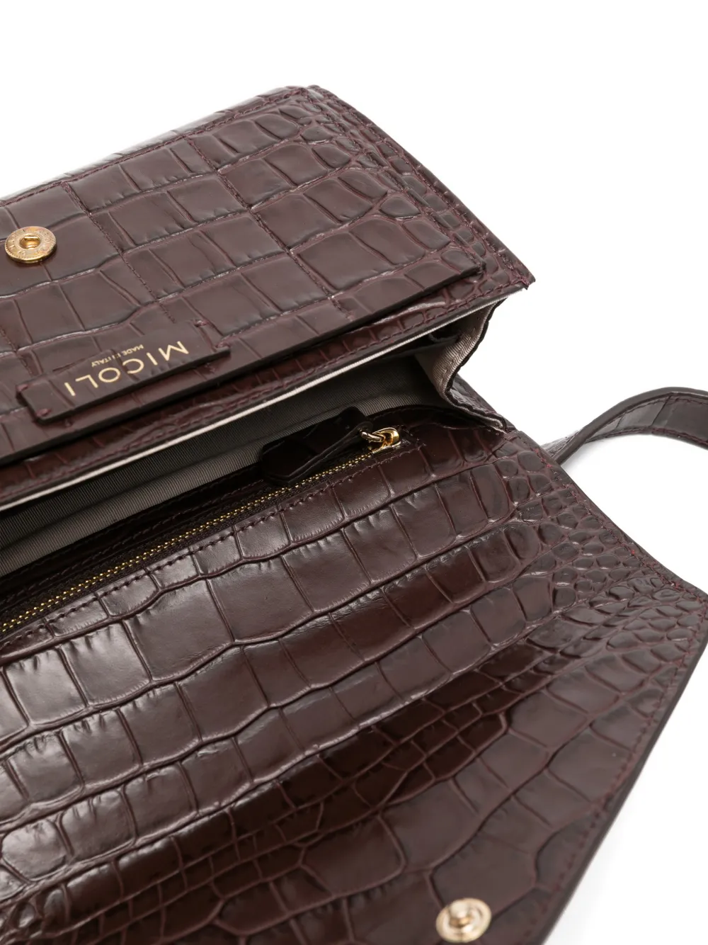 Micoli Intasca Crocodile-effect Crossbody Bag In Brown