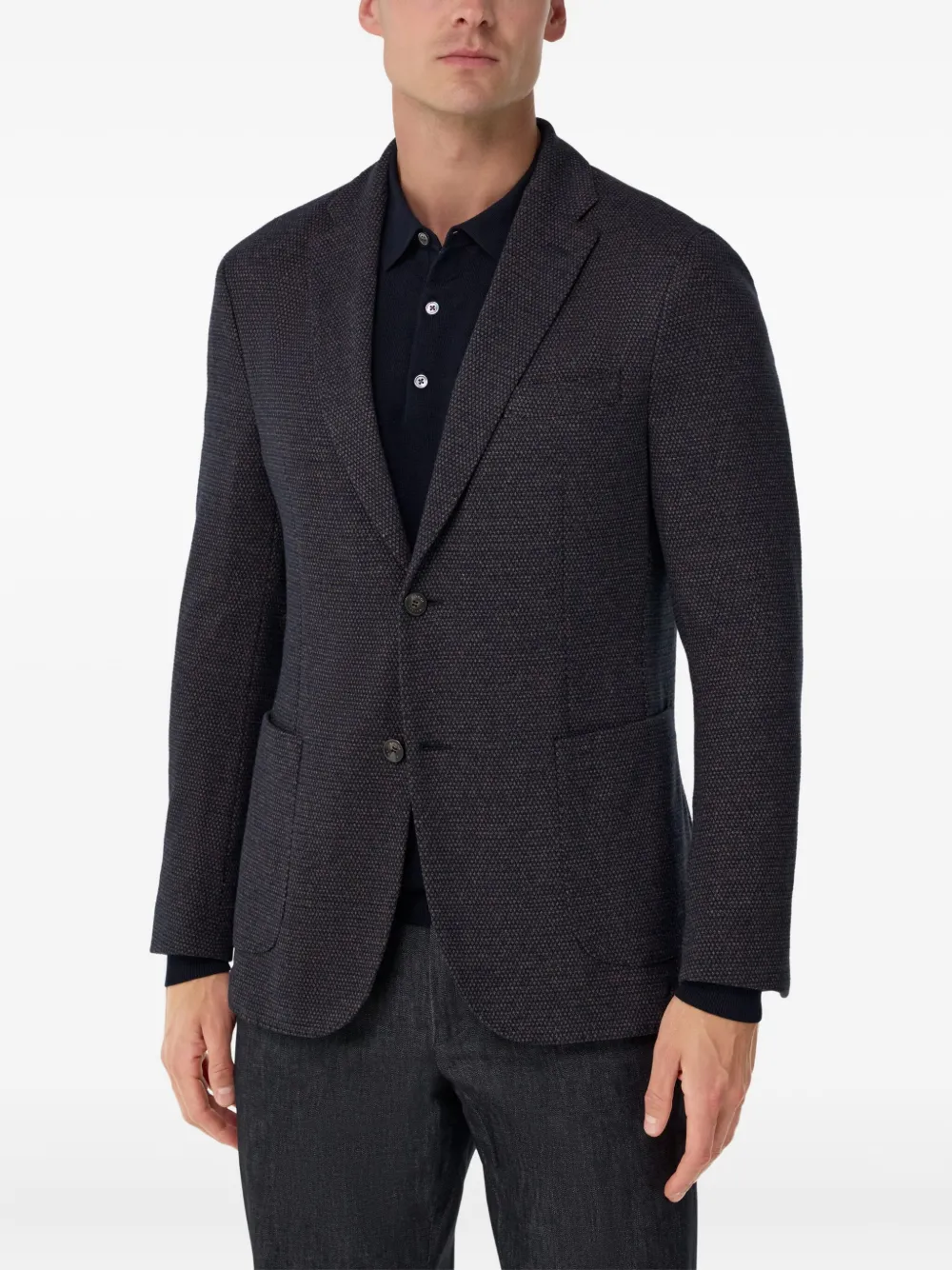 Boggi Milano Micro-patterned Single-breasted Blazer In Blue