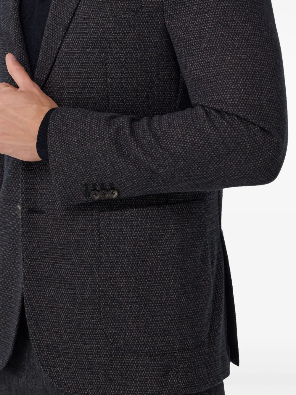 Boggi Milano Micro-patterned Single-breasted Blazer In Blue