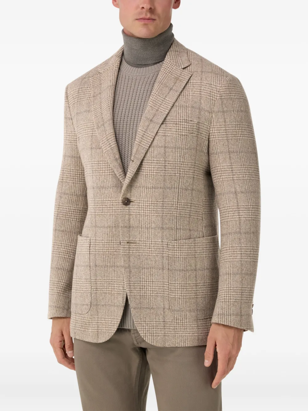 Boggi Milano Geruite blazer met enkele rij knopen Beige