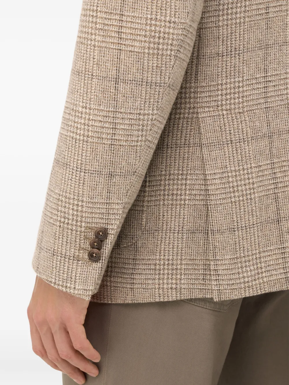 Boggi Milano Geruite blazer met enkele rij knopen Beige