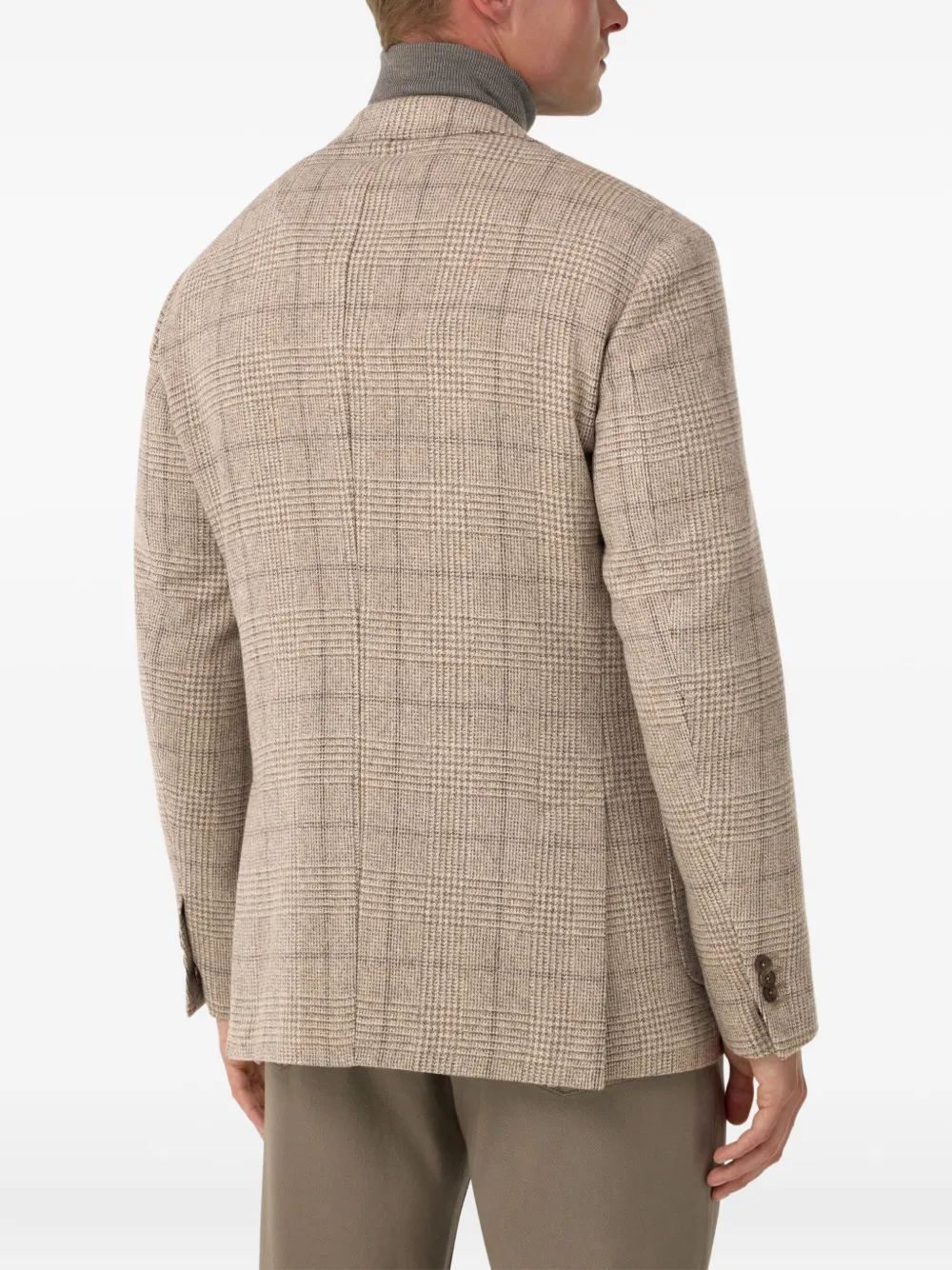 Boggi Milano Geruite blazer met enkele rij knopen Beige