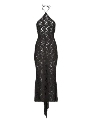 Ludovic De Saint Sernin Anthonia Lace Midi Dress | Black | FARFETCH