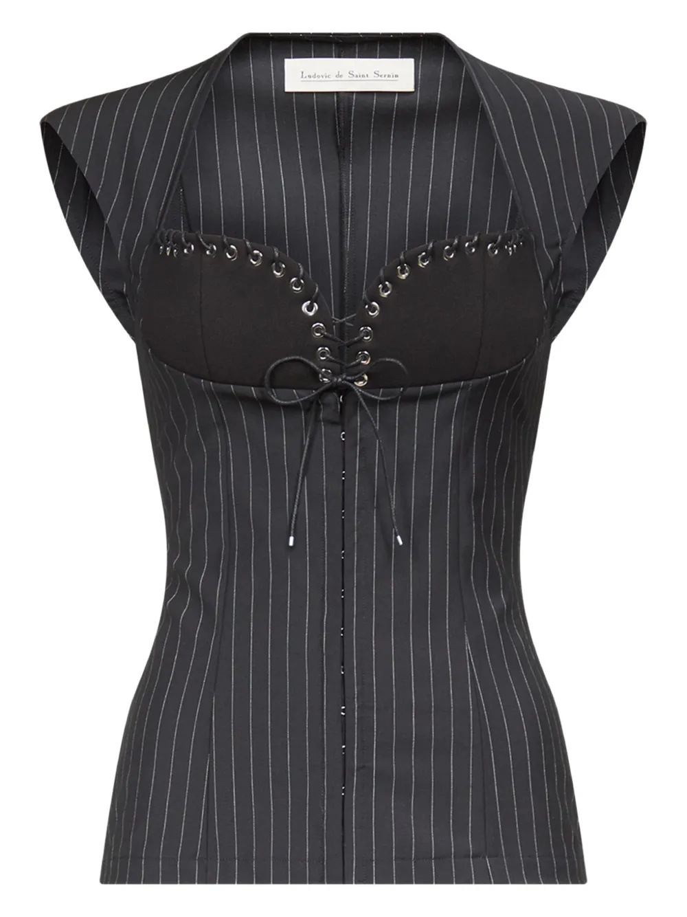 Ludovic de Saint Sernin Robin pinstripe top - グレー Ludovic de Saint Sernin Robin pinstripe top - グレー