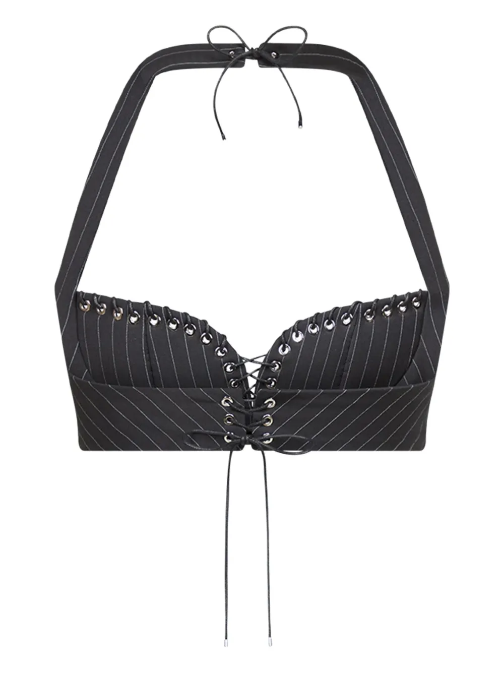 Ludovic de Saint Sernin Robin top met krijtstreep en veters - Grijs