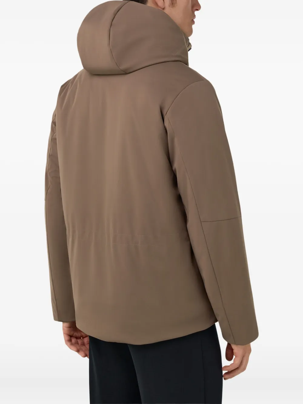 Boggi Milano Gewatteerd jack met capuchon Bruin