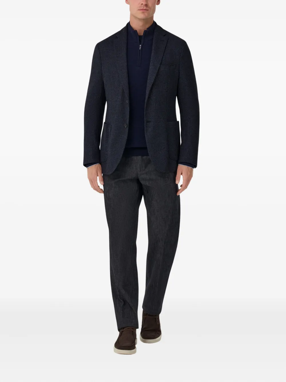 Boggi Milano B Jersey Diagonal Jacket in a Cotton Blend | Blazers | Image 2