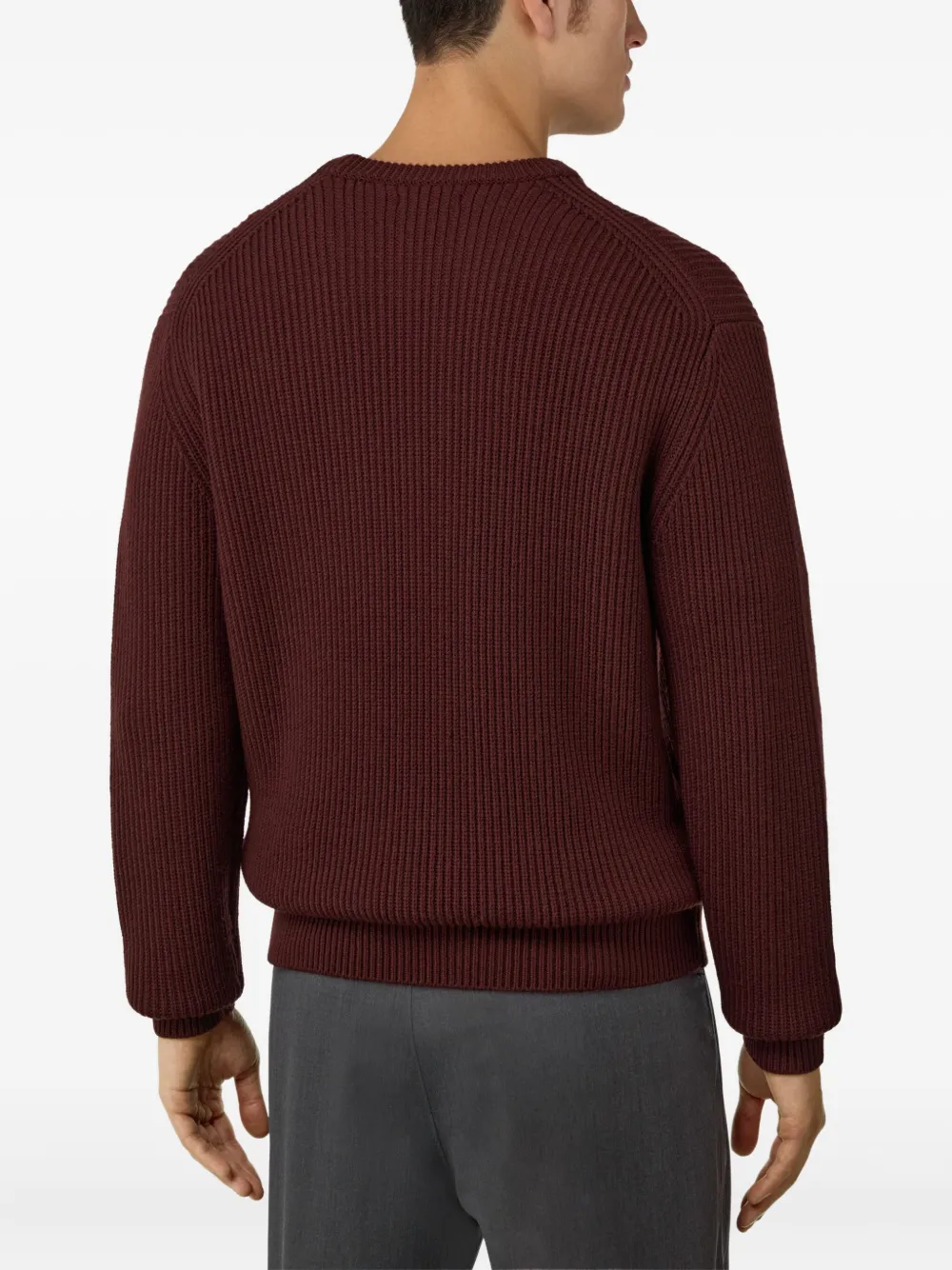 Boggi Milano Geribbelde sweater met ronde hals Rood