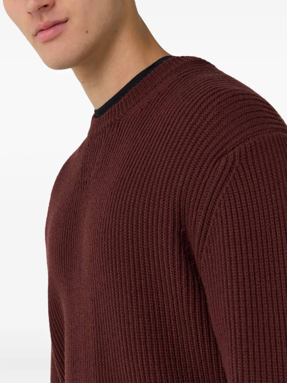 Boggi Milano Geribbelde sweater met ronde hals Rood