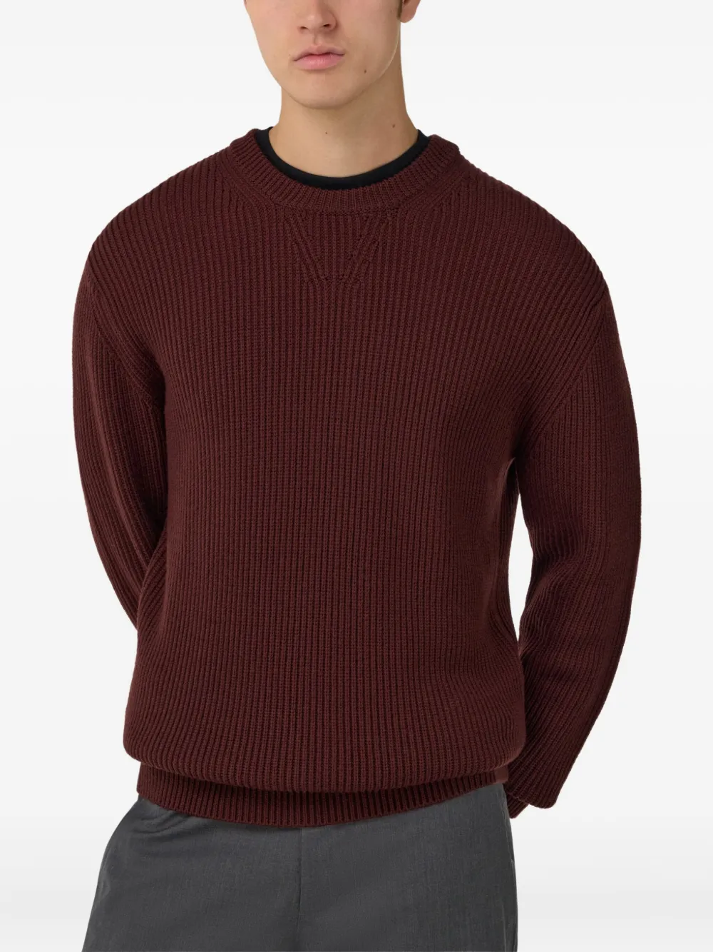 Boggi Milano Geribbelde sweater met ronde hals Rood