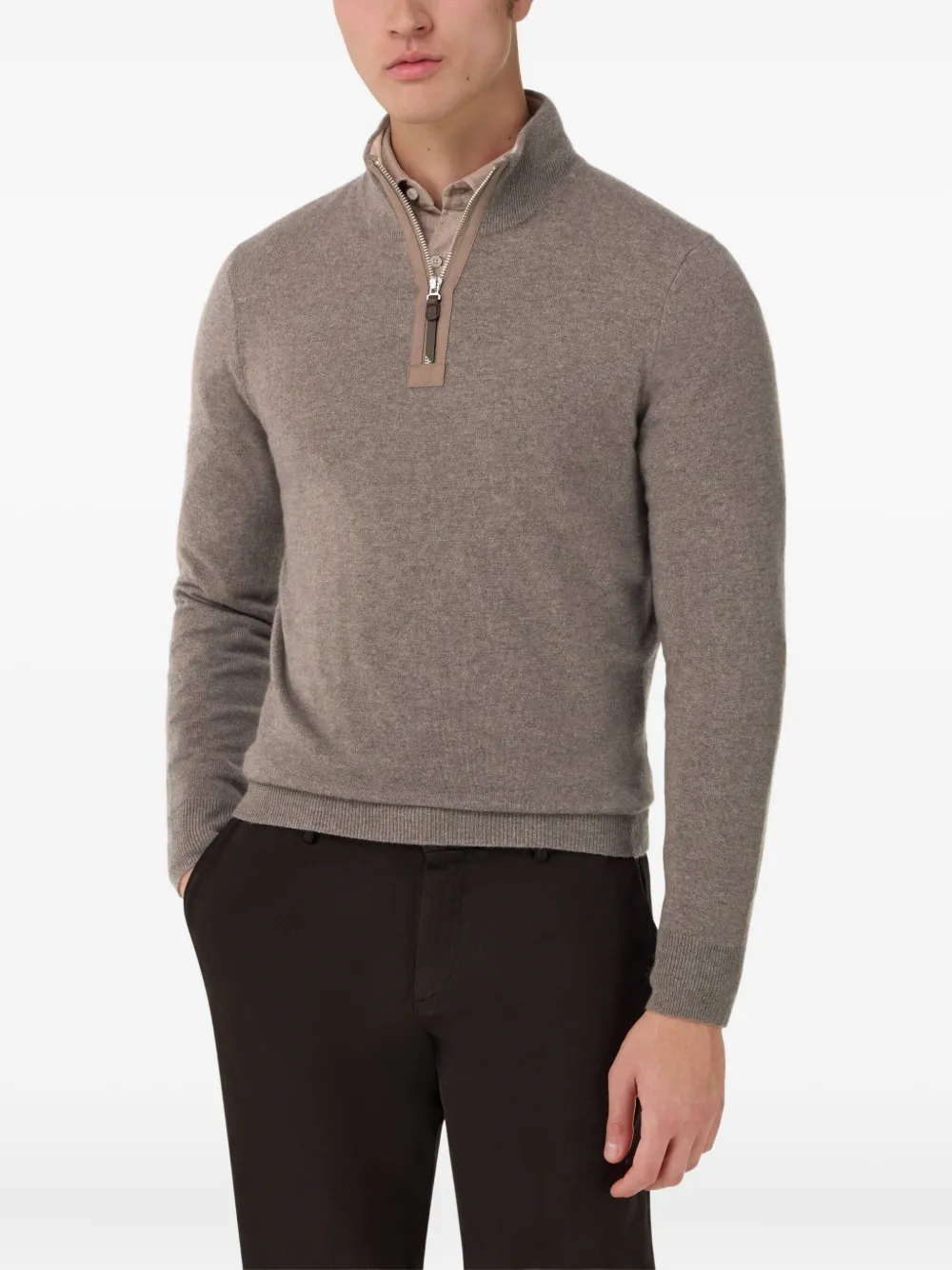 Boggi Milano Trui met halve rits Beige