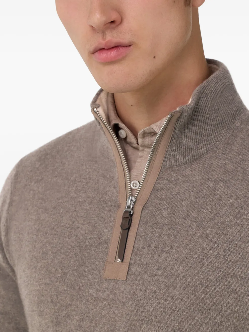 Boggi Milano Trui met halve rits Beige