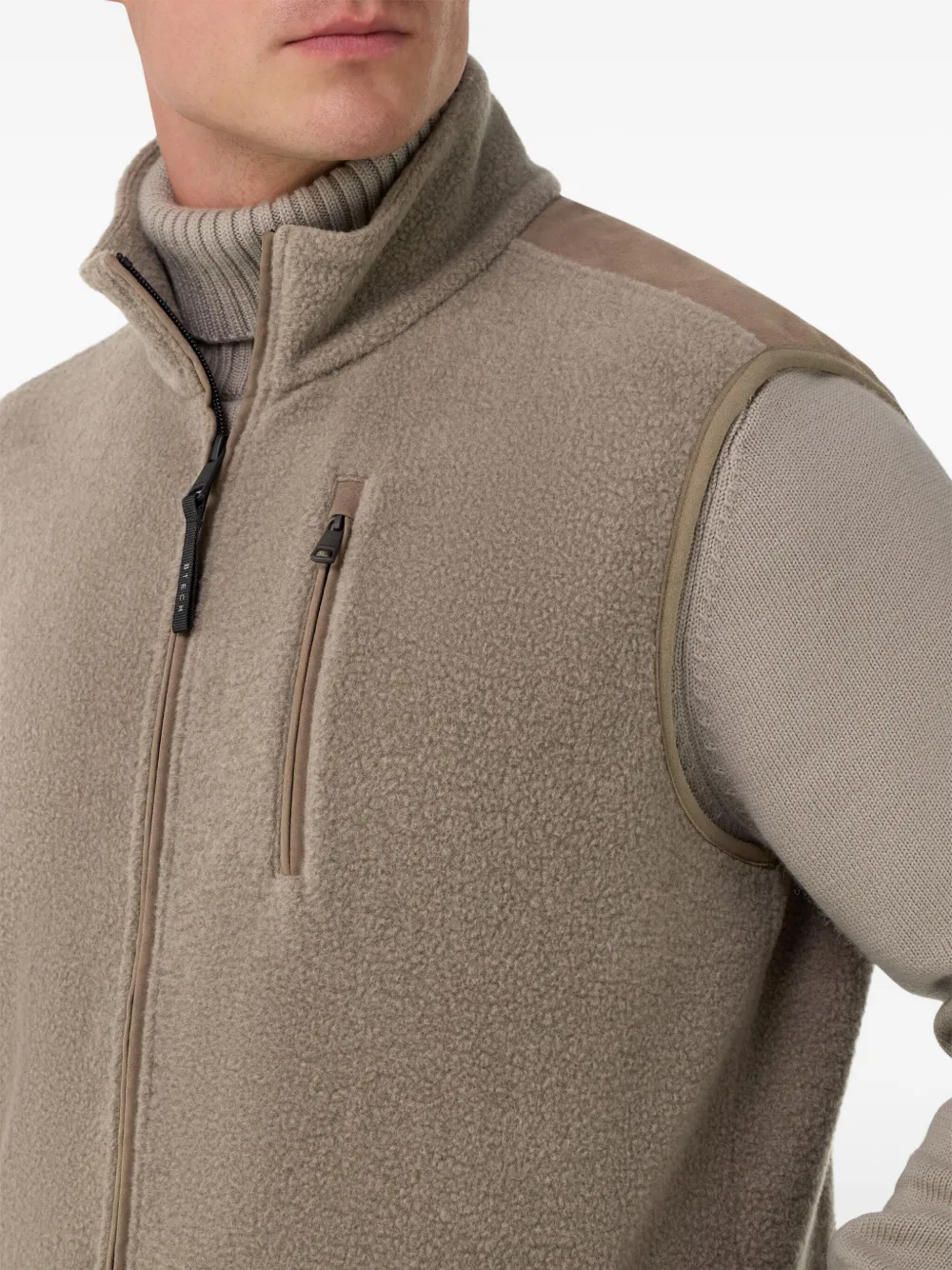 Boggi Milano Gilet met rits en teddytextuur Beige