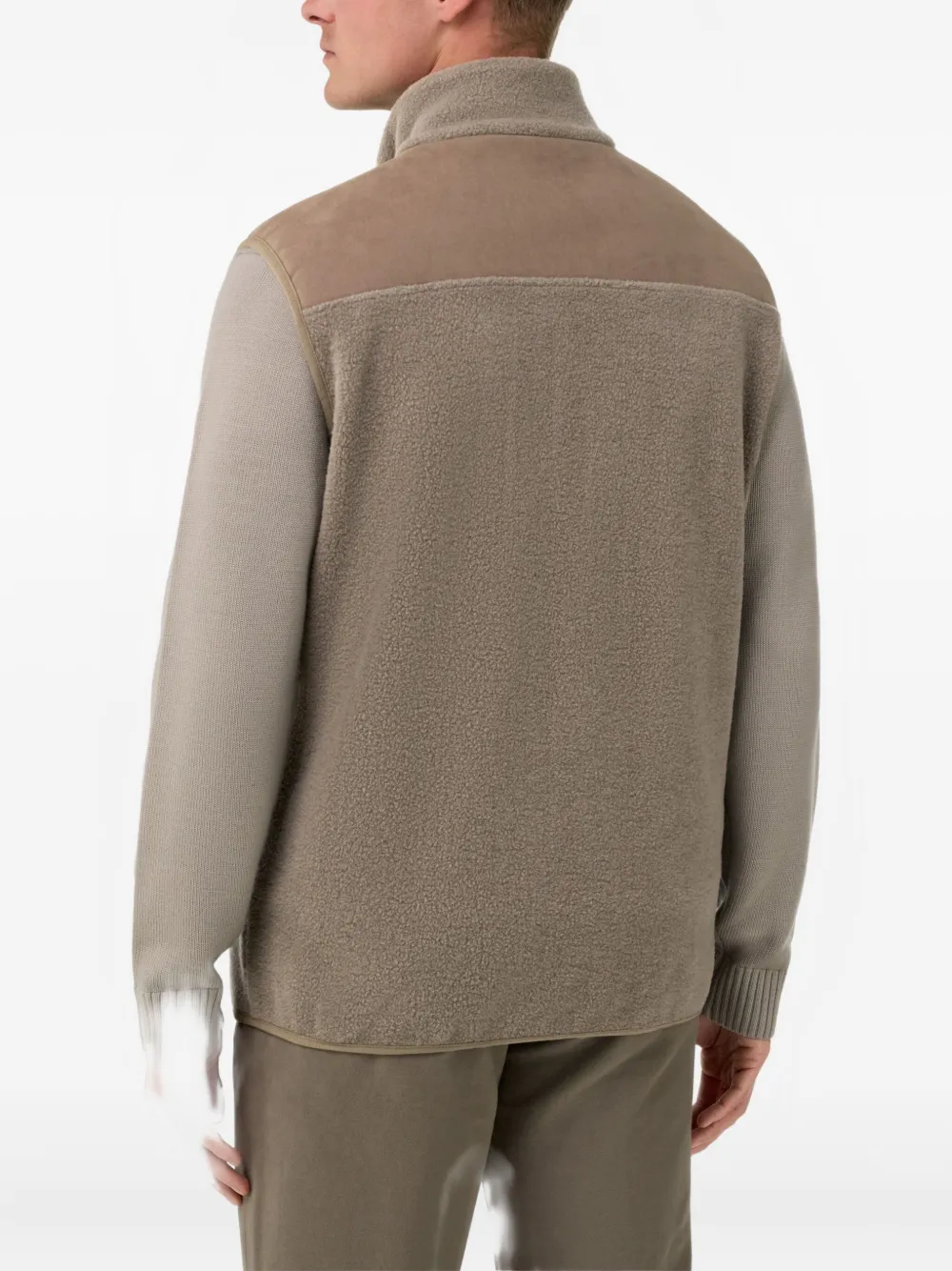 Boggi Milano Gilet met rits en teddytextuur Beige