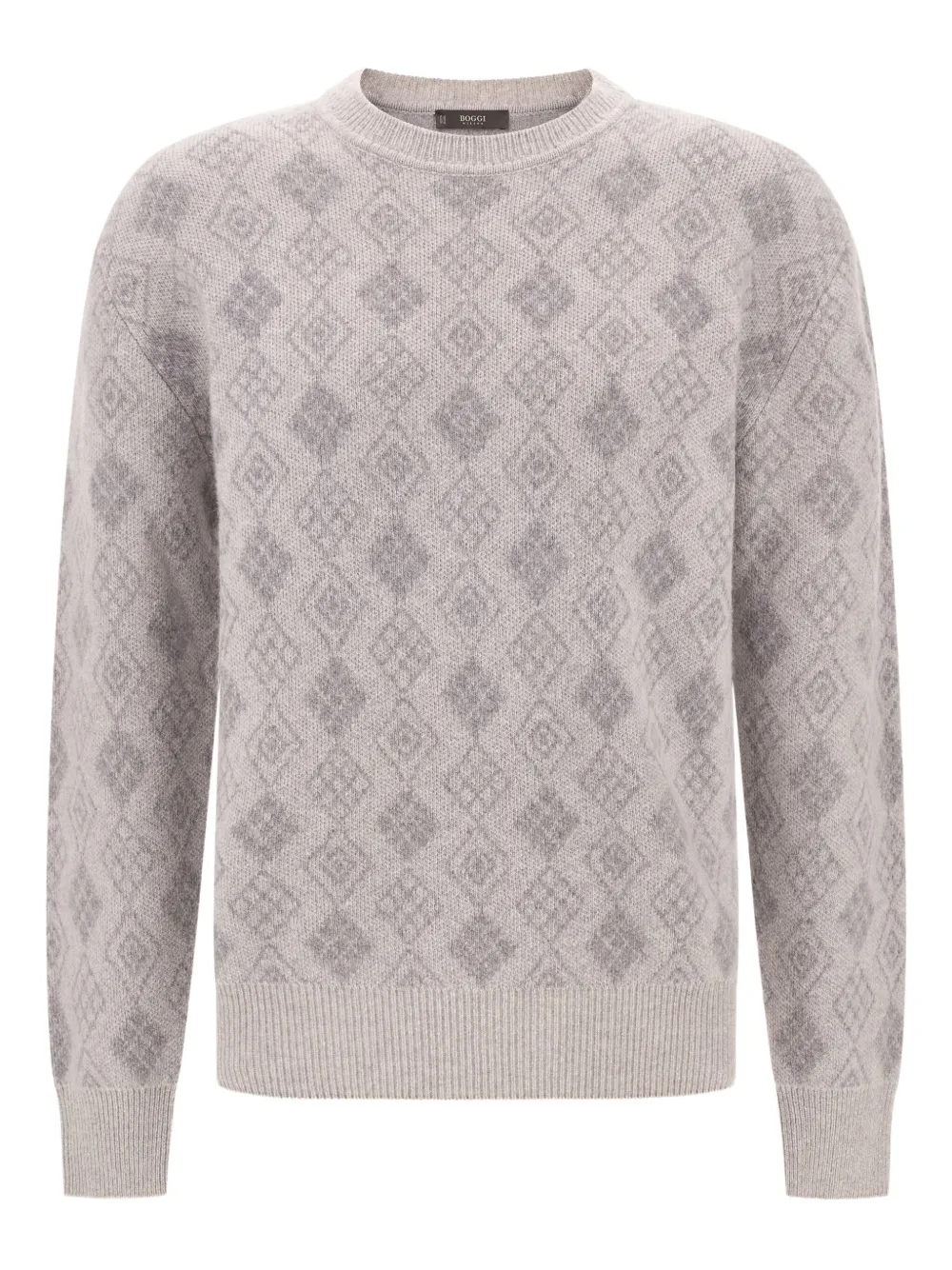 Boggi Milano suéter en jacquard con cuello redondo | gris | Image 1