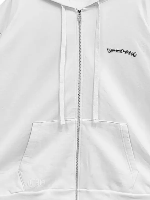 Chrome Hearts Scroll long-sleeve zip-up Hoodie | White | FARFETCH