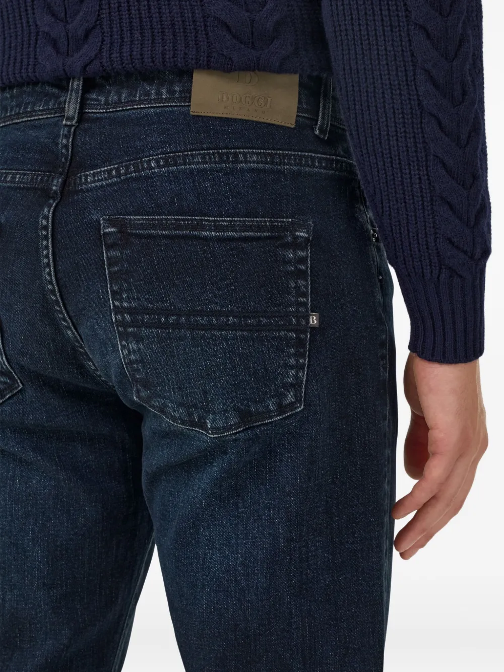 Boggi Milano Jeans met logopatch Blauw
