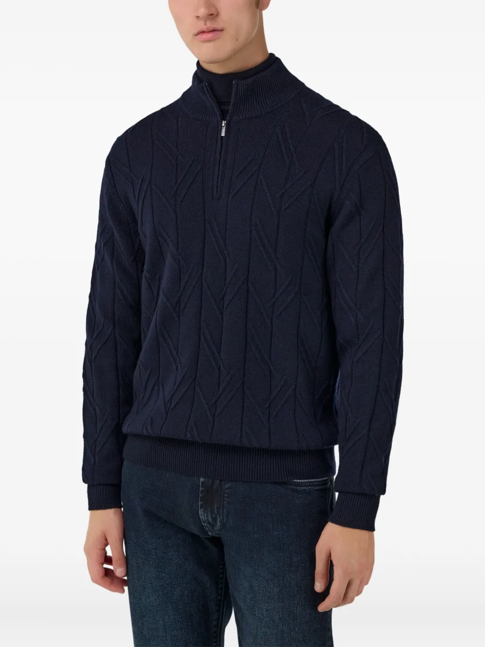 Boggi Milano Trui met halve rits Blauw