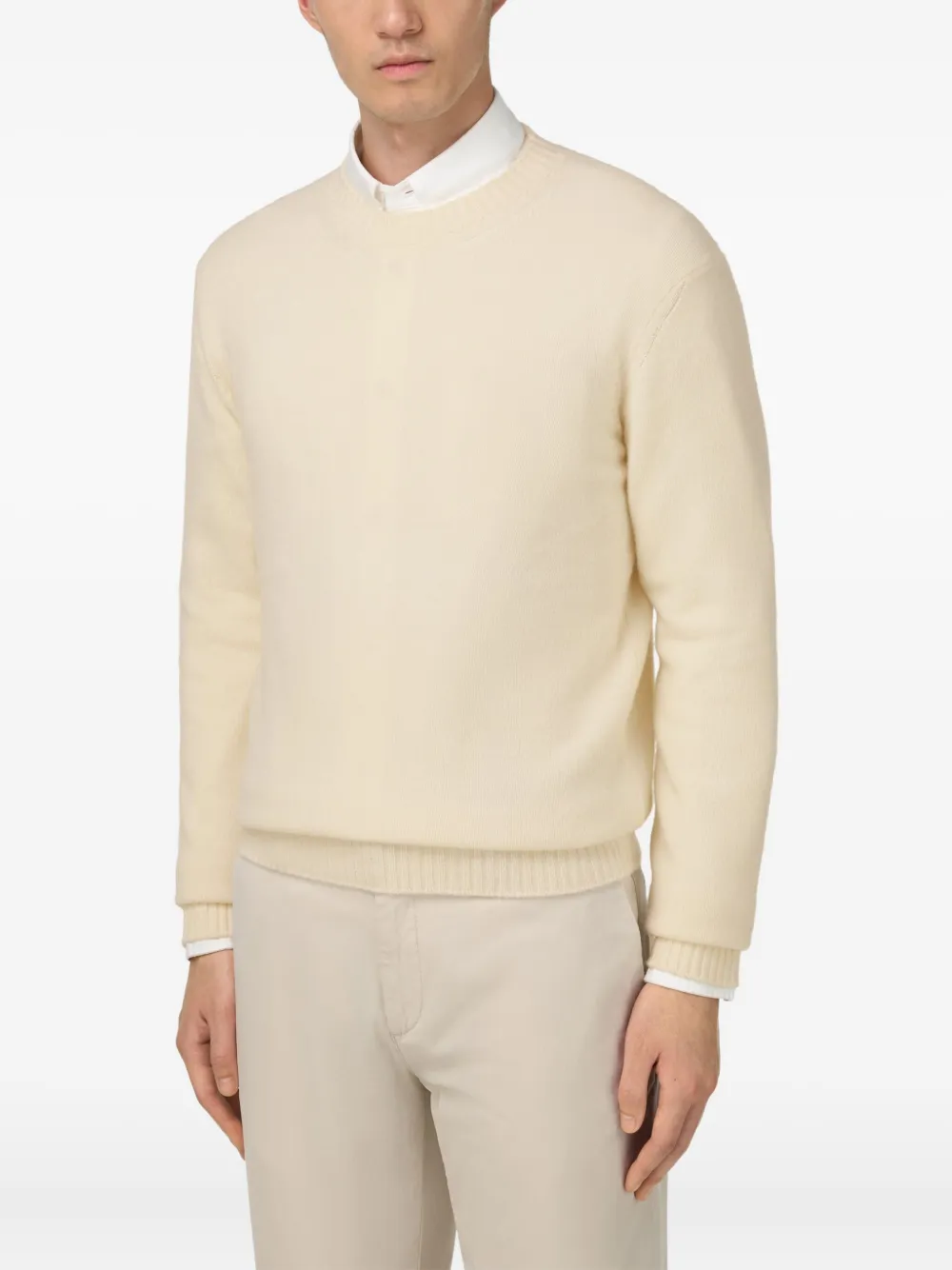 Boggi Milano Pullover met ronde hals Beige