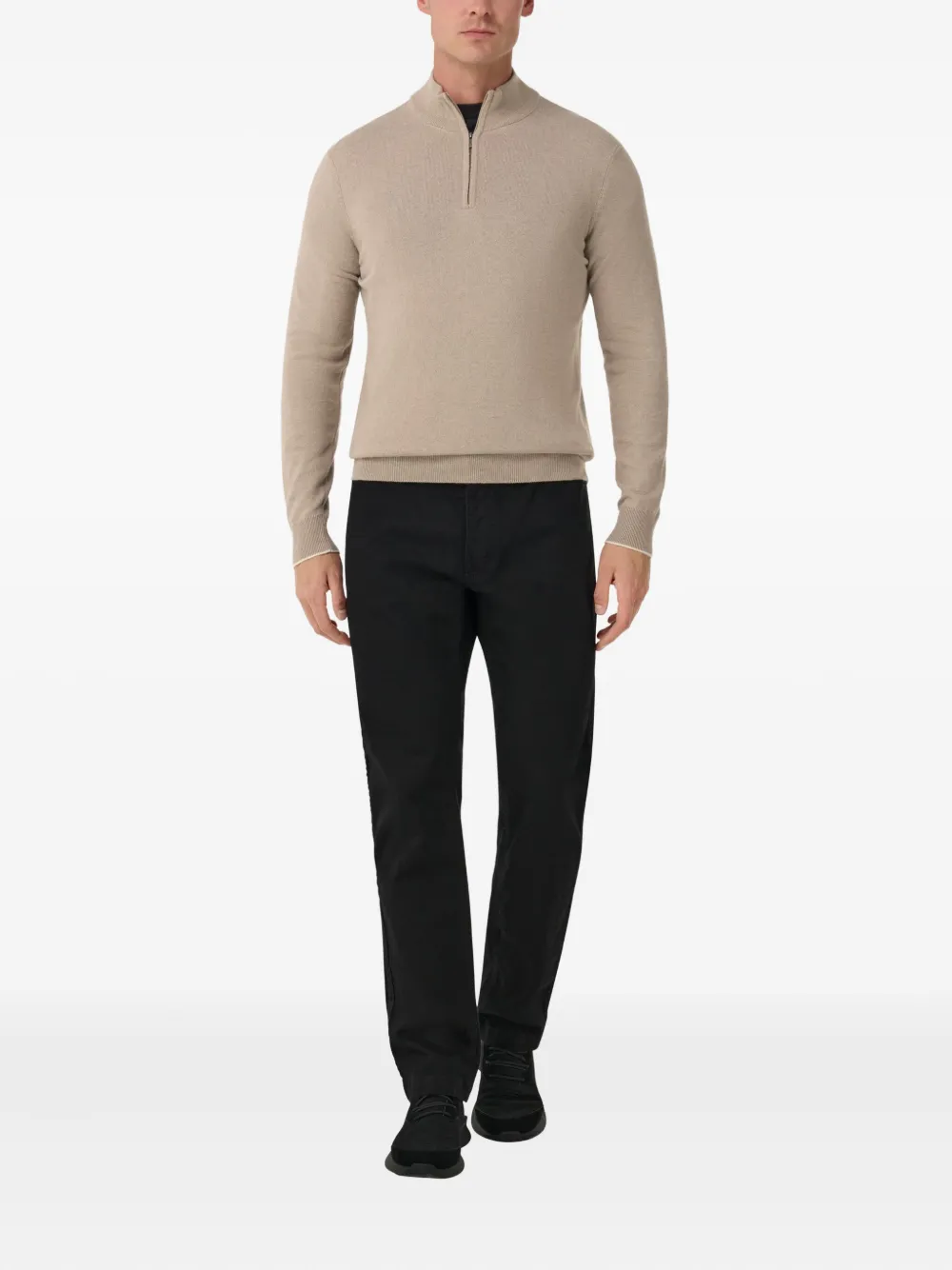 Boggi Milano Cashmere Blend Half Zip Jumper - Beige