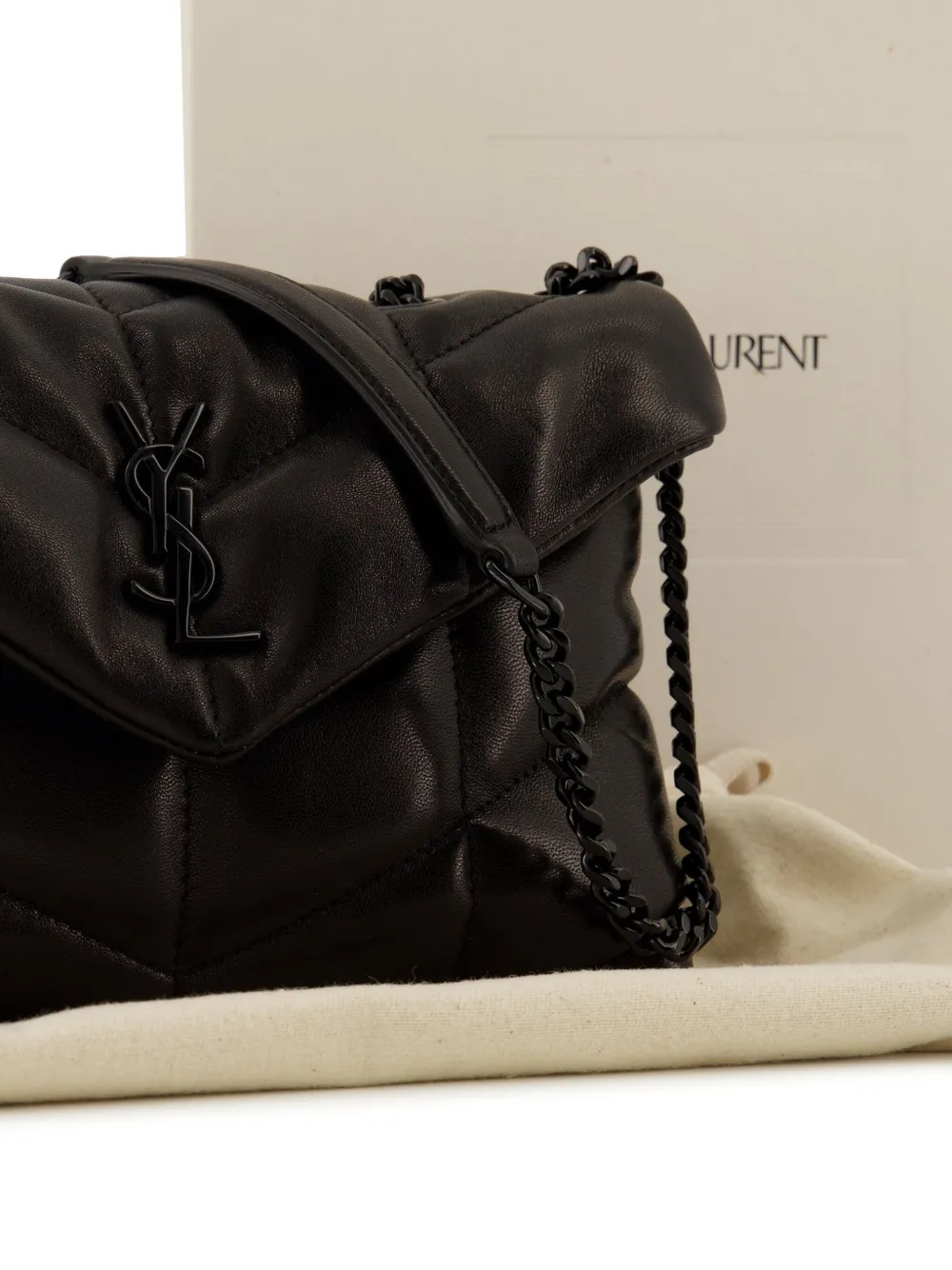 Saint Laurent Puffer Toy leren schoudertas Zwart