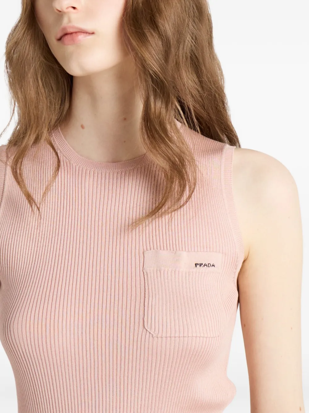 Prada Zijden top met opgestikte zak Roze