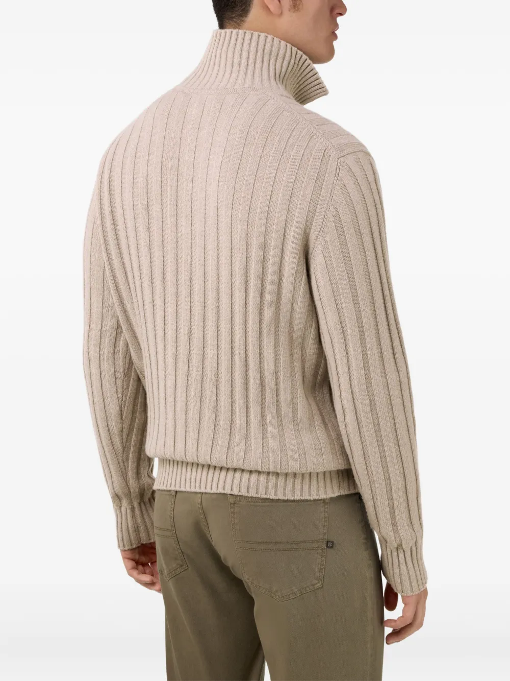 Boggi Milano Gebreide pullover met polokraag Beige