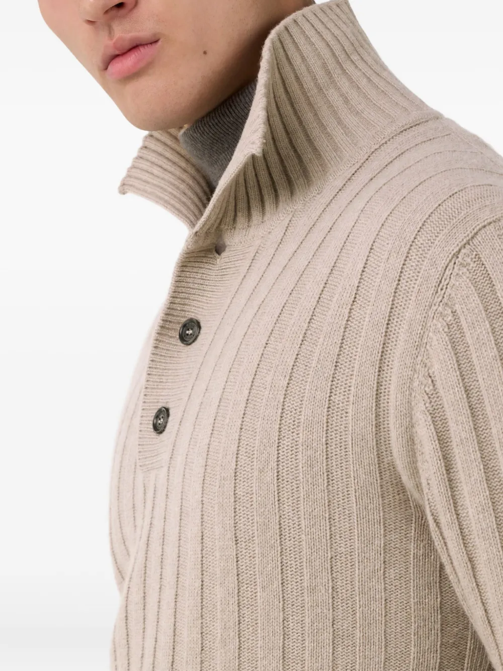 Boggi Milano Gebreide pullover met polokraag Beige
