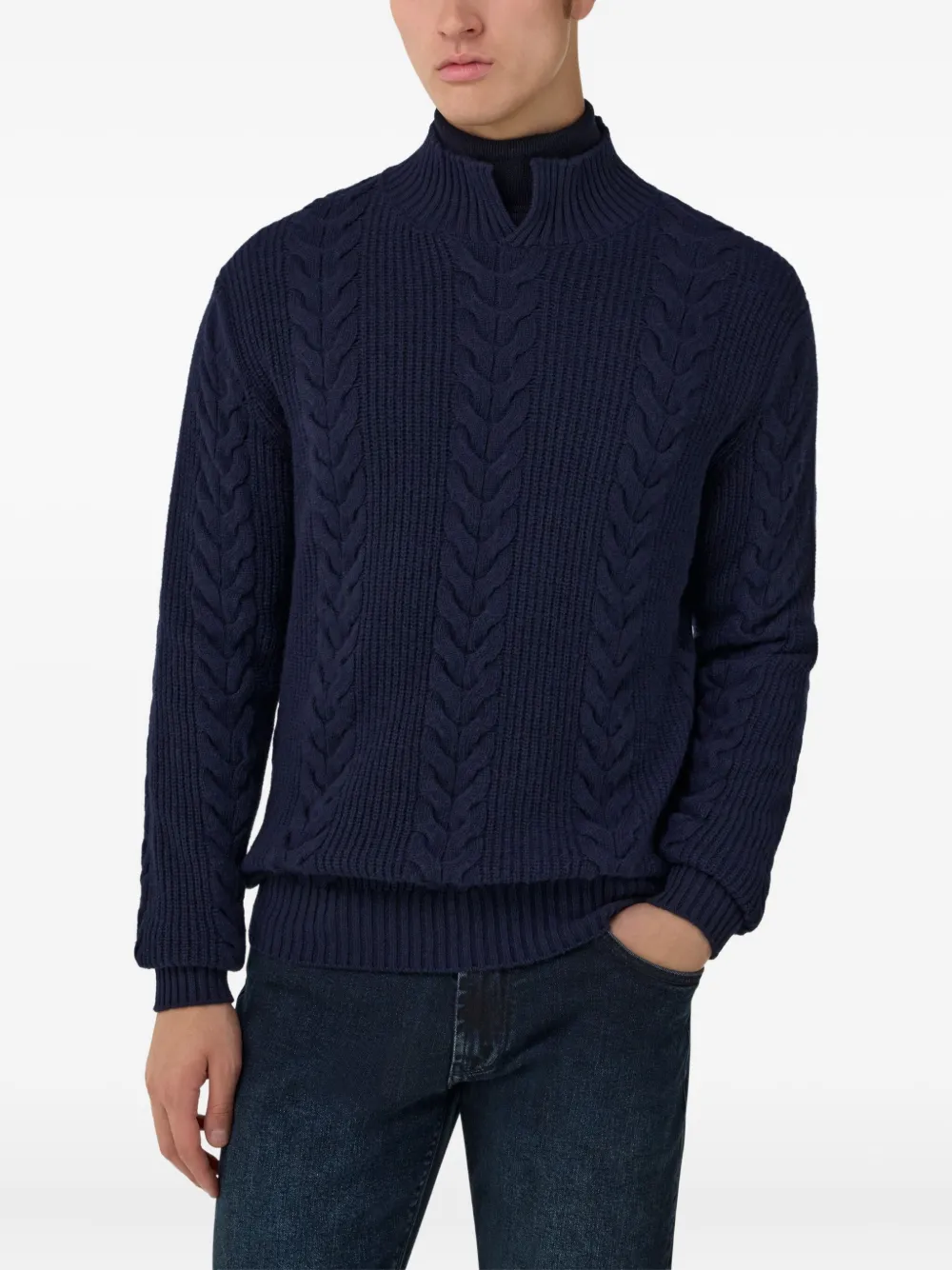  Boggi Milano Cable-knit Pullover - Blue 
