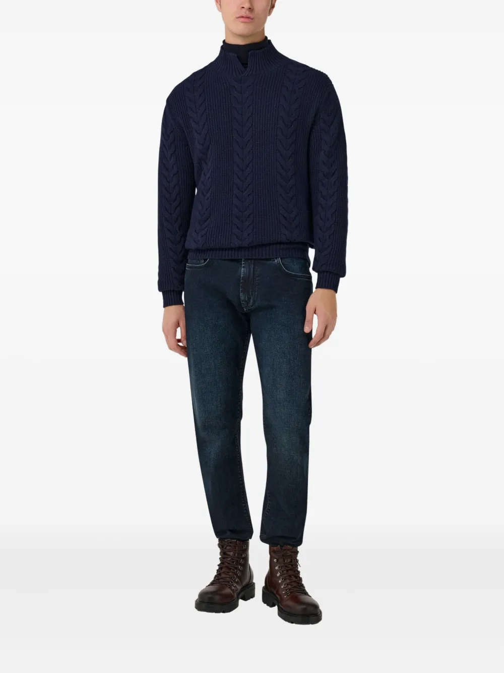 Boggi Milano Kabelgebreide trui - Blauw