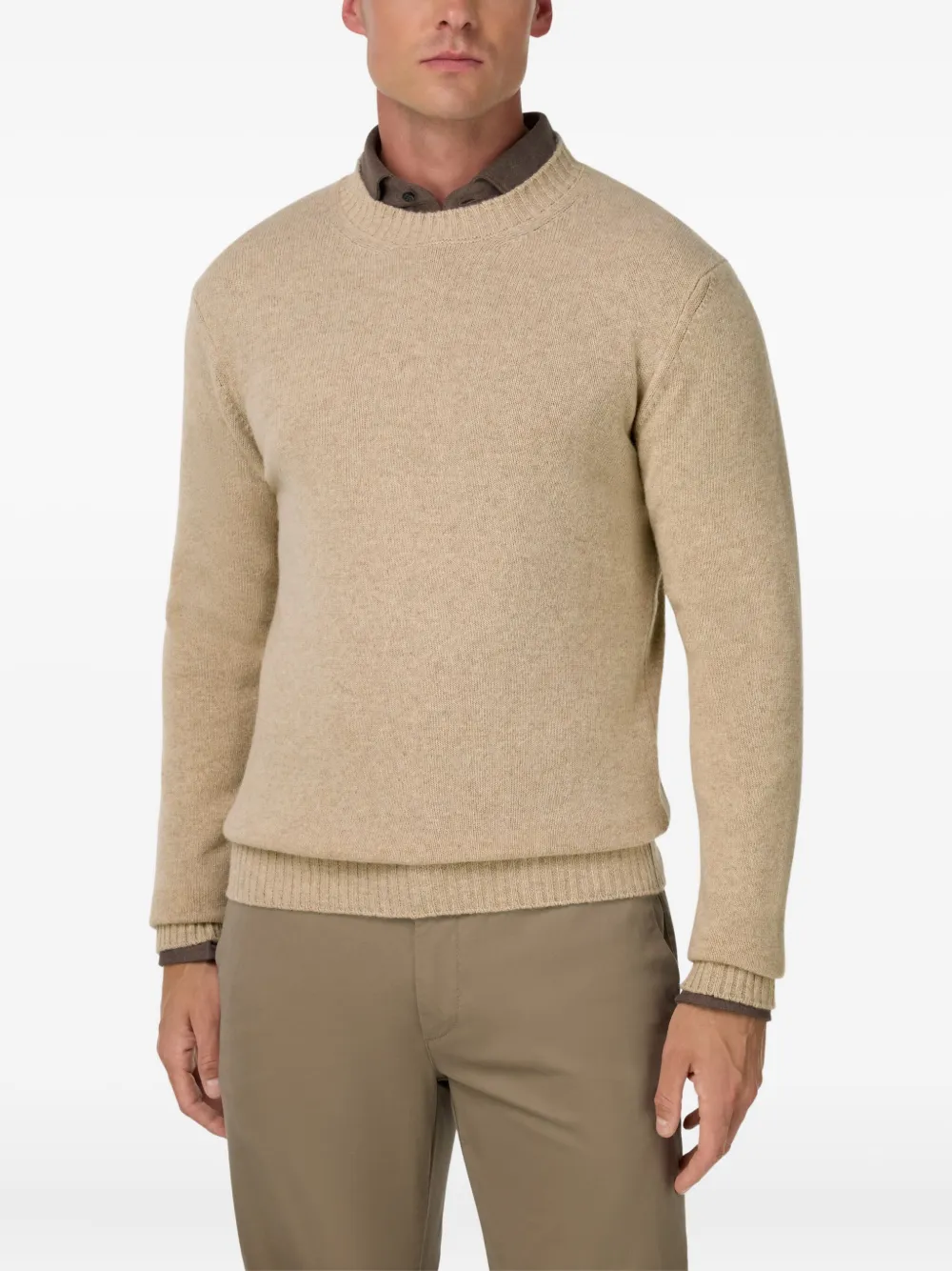 Boggi Milano Pullover met ronde hals Beige