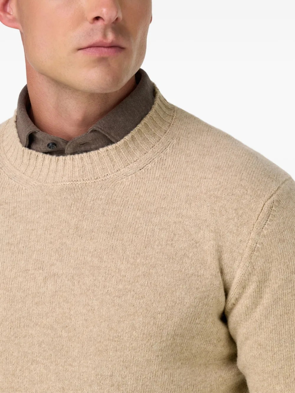 Boggi Milano Pullover met ronde hals Beige