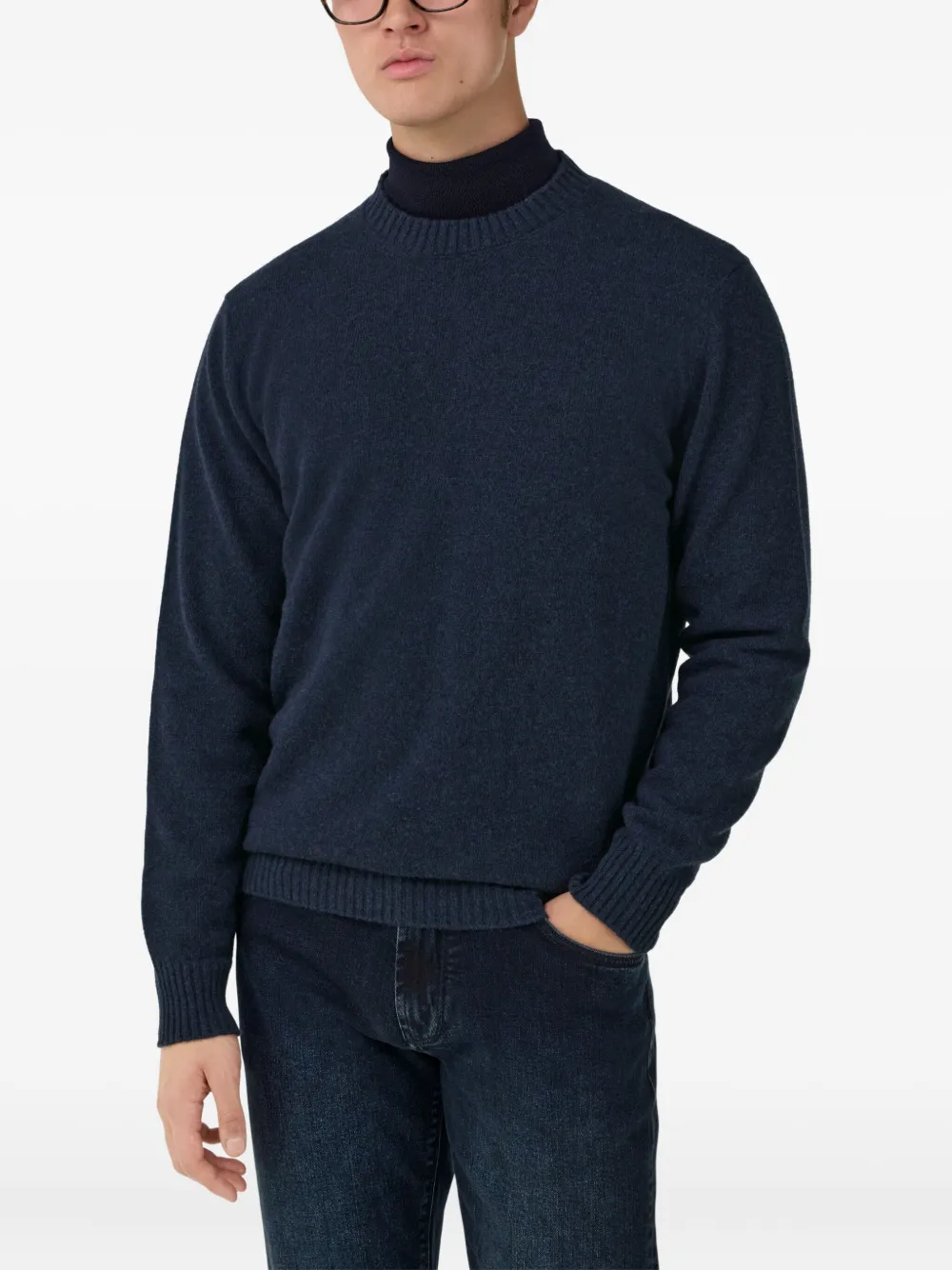 Boggi Milano Sweater met ronde hals Blauw