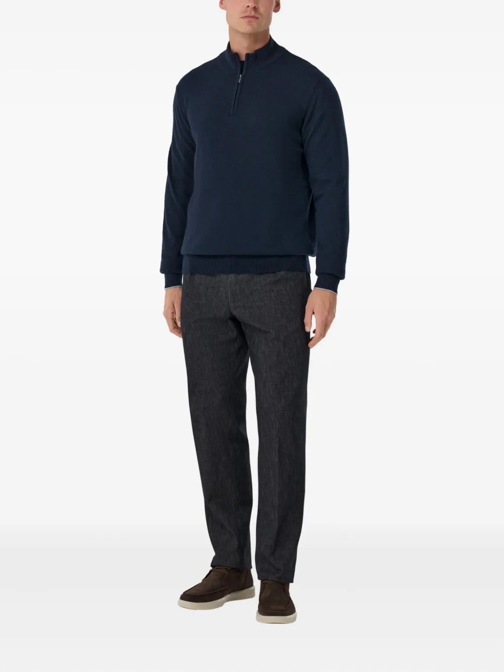 Boggi Milano Cashmere Blend Half Zip Jumper - Blauw