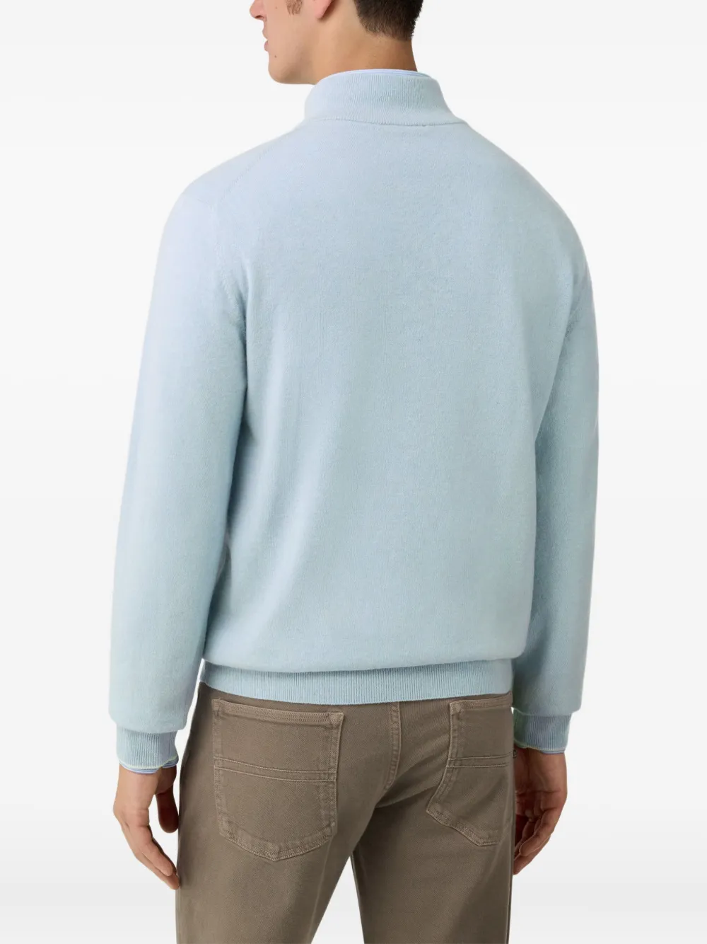 Boggi Milano Trui met halve rits van kasjmierblend Blauw