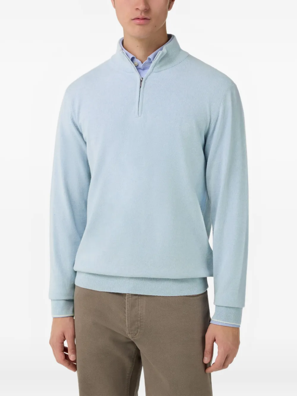 Boggi Milano Trui met halve rits van kasjmierblend Blauw