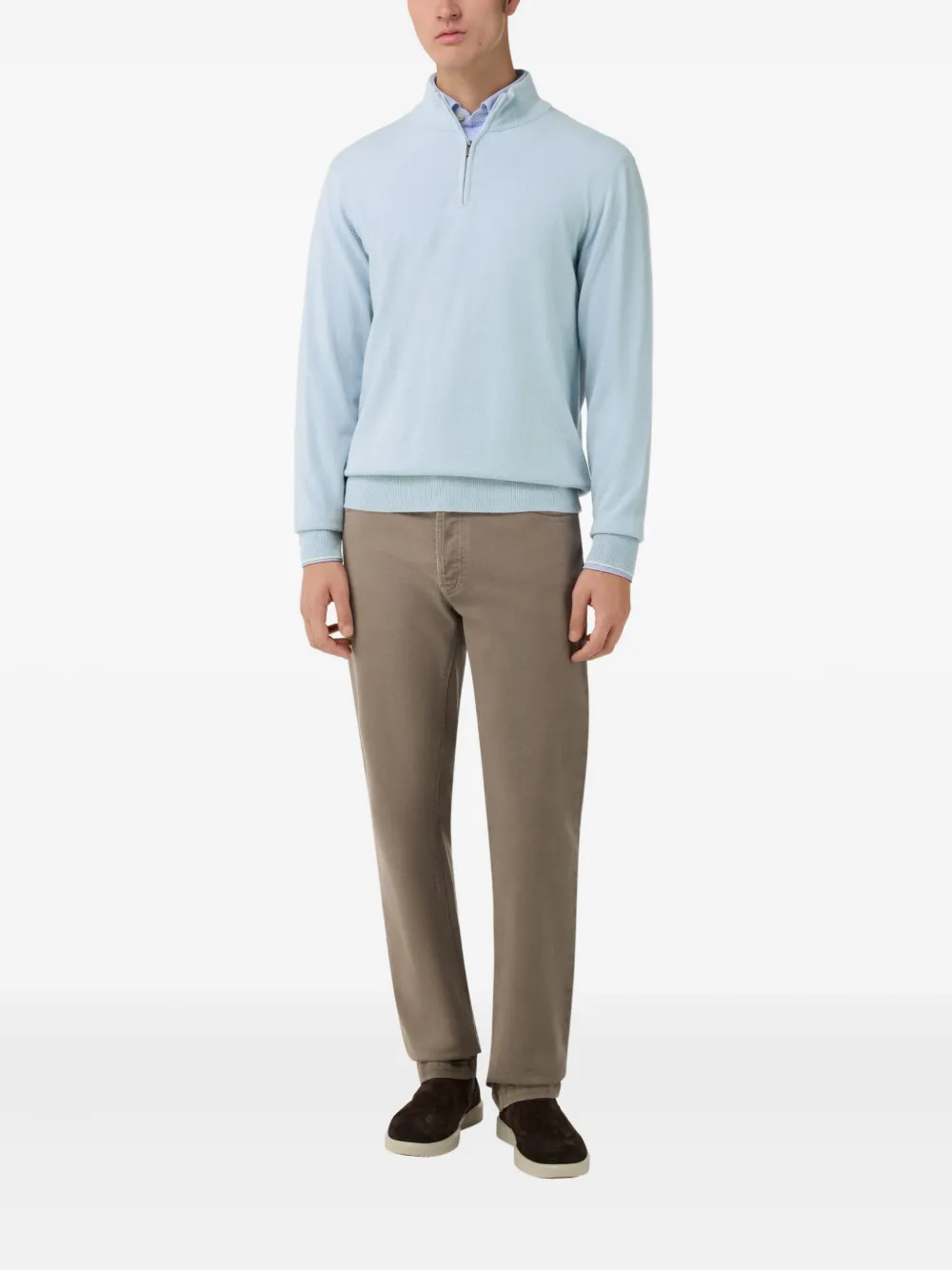 Boggi Milano Trui met halve rits van kasjmierblend - Blauw