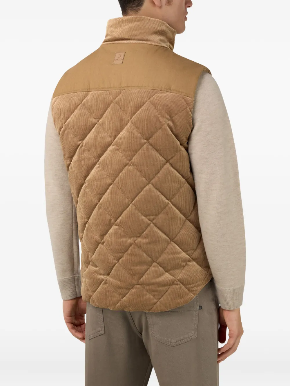 Boggi Milano Gewatteerde katoenen fluwelen bodywarmer Bruin