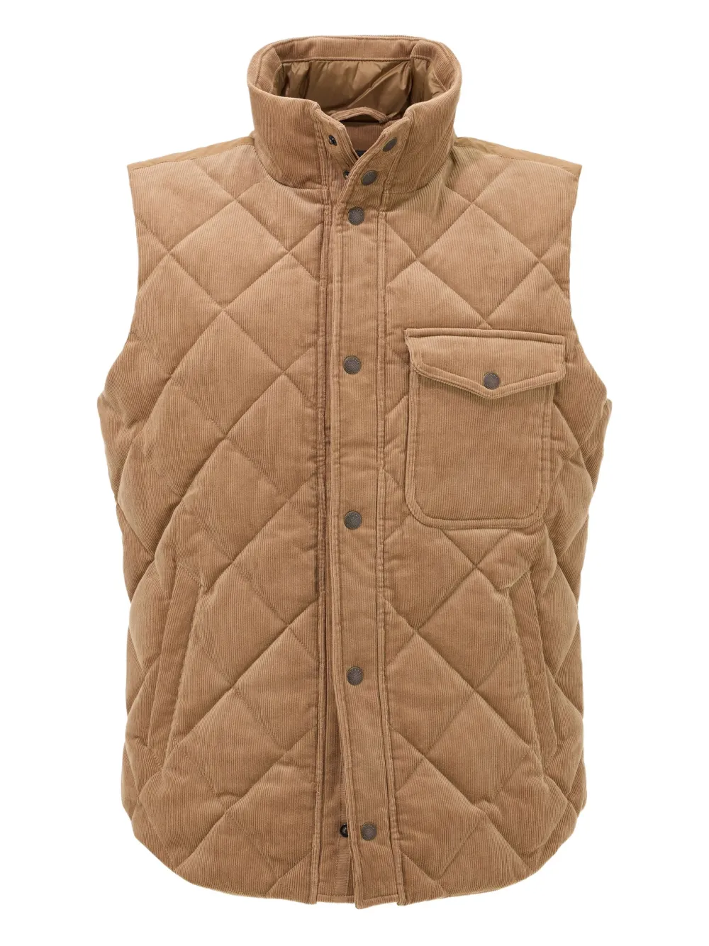 Boggi Milano padded cotton velvet gilet - Braun