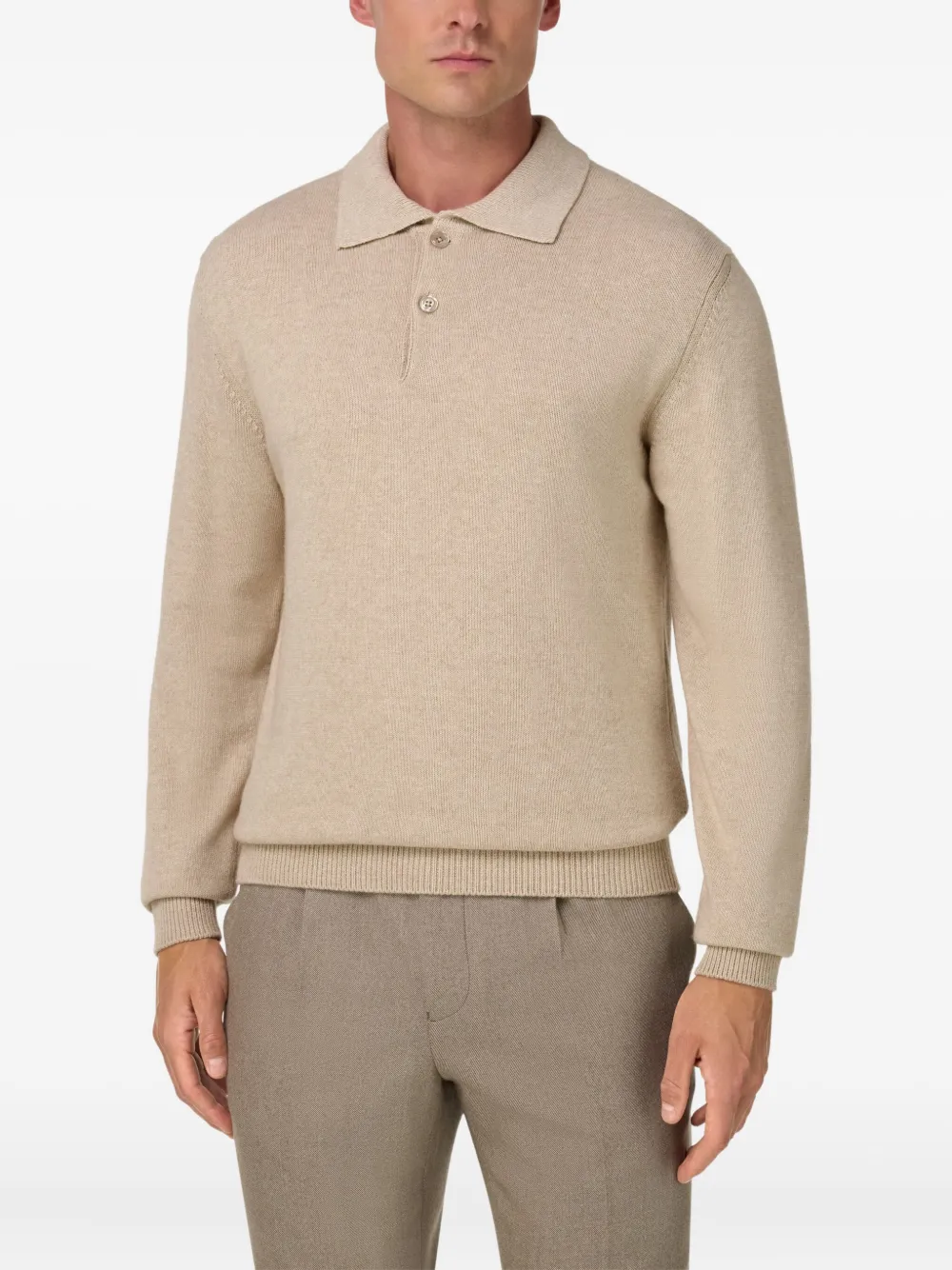 Boggi Milano Gebreide trui met polokraag Beige