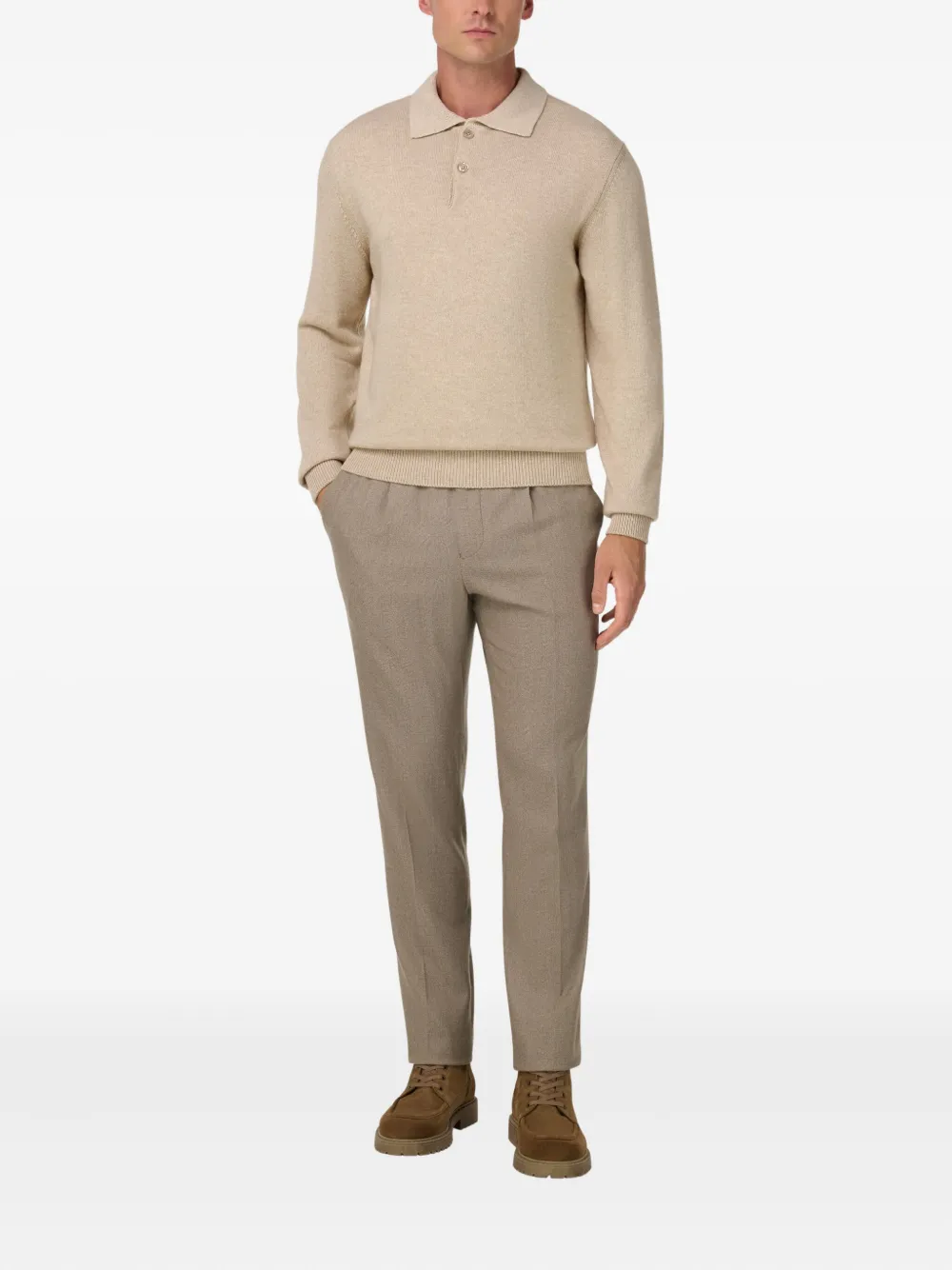 Boggi Milano Gebreide trui met polokraag - Beige