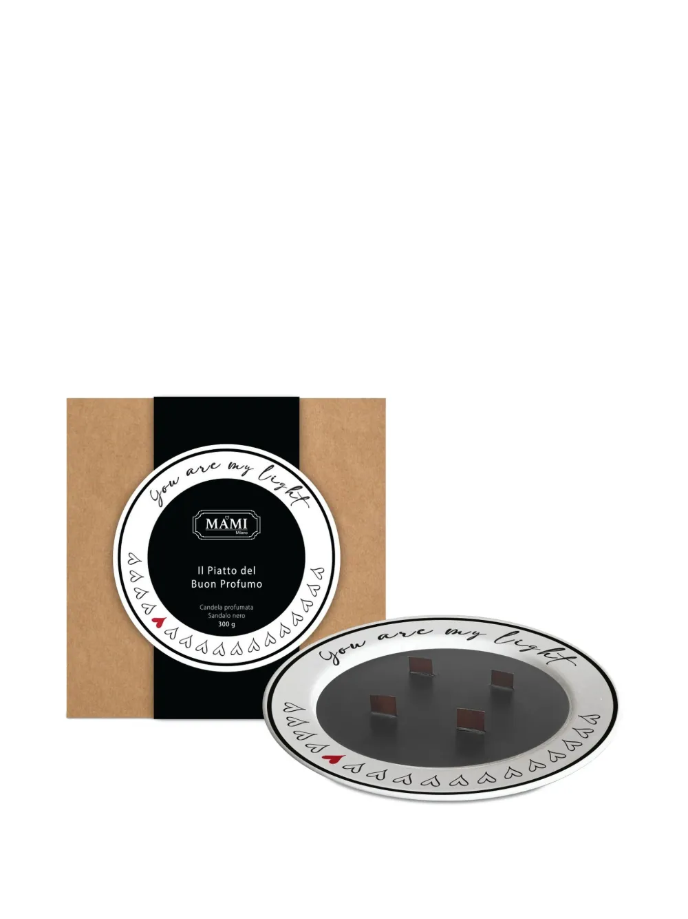 BACI MILANO heart-motif sandalo candle - ブラック