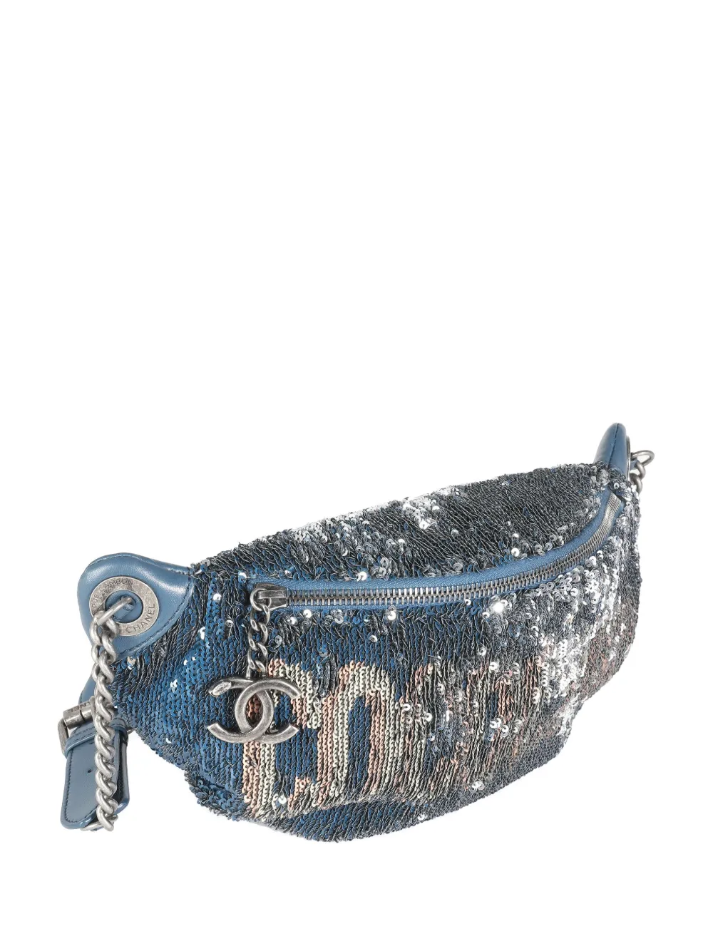 Pre-owned Chanel 2016-2017 Mini Chain Belt Bag In Blue