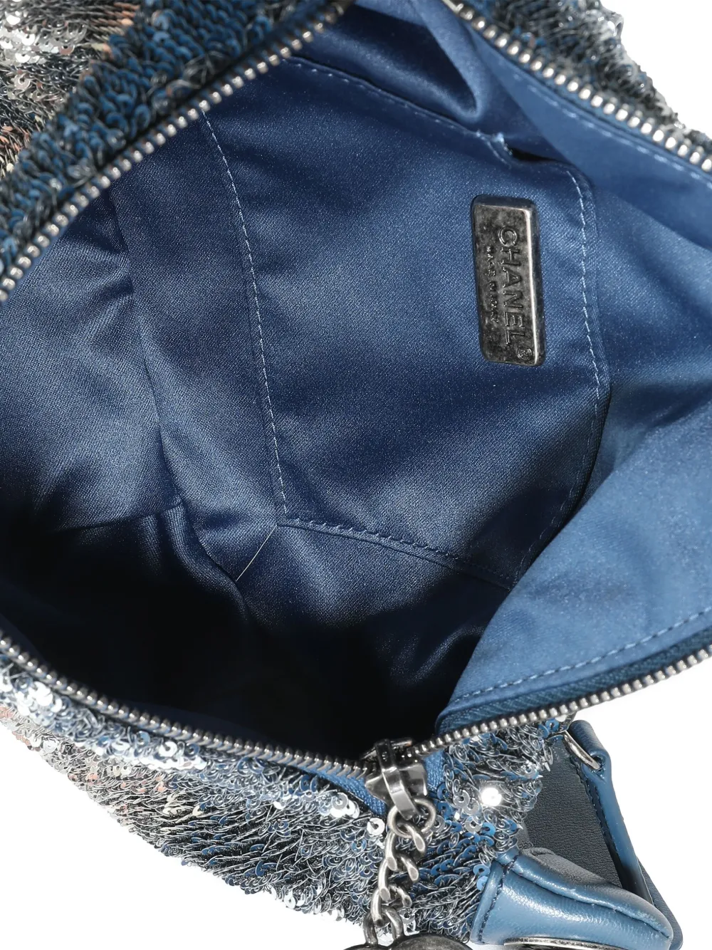 Pre-owned Chanel 2016-2017 Mini Chain Belt Bag In Blue