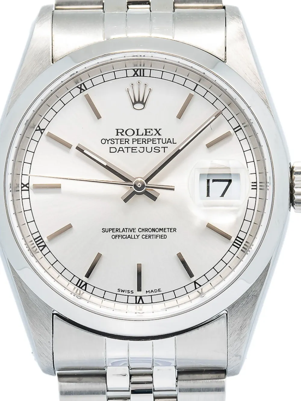 Pre-owned Rolex Datejust Stainless Steel 36mm In White