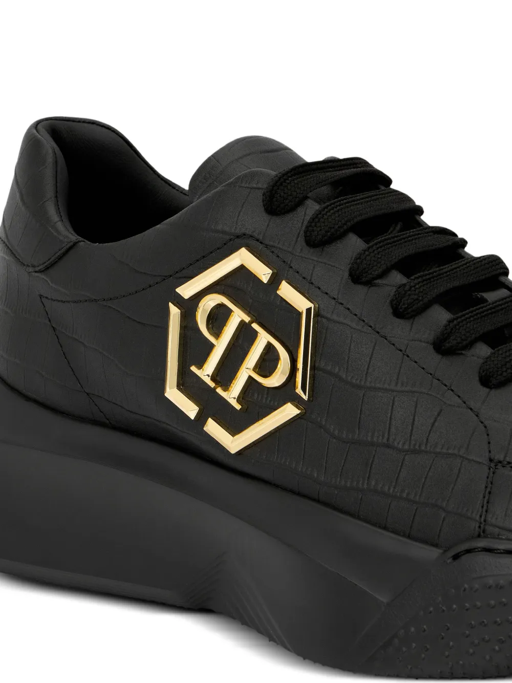 Philipp Plein Crocco Godzilla Runner sneakers Zwart
