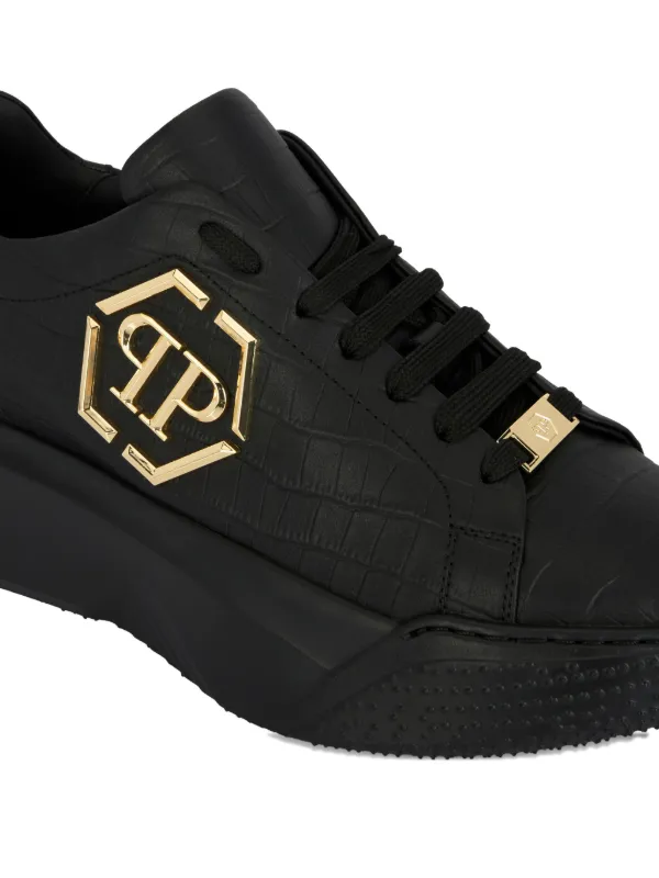 Philipp Plein Crocco Godzilla Runner Sneakers | Black | FARFETCH UK