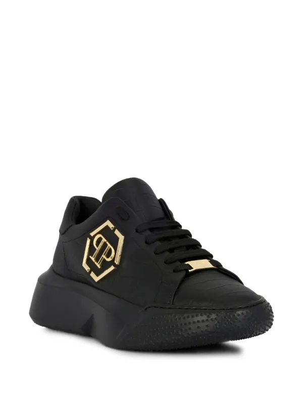 Philipp Plein Crocco Godzilla Runner Sneakers | Black | FARFETCH RO