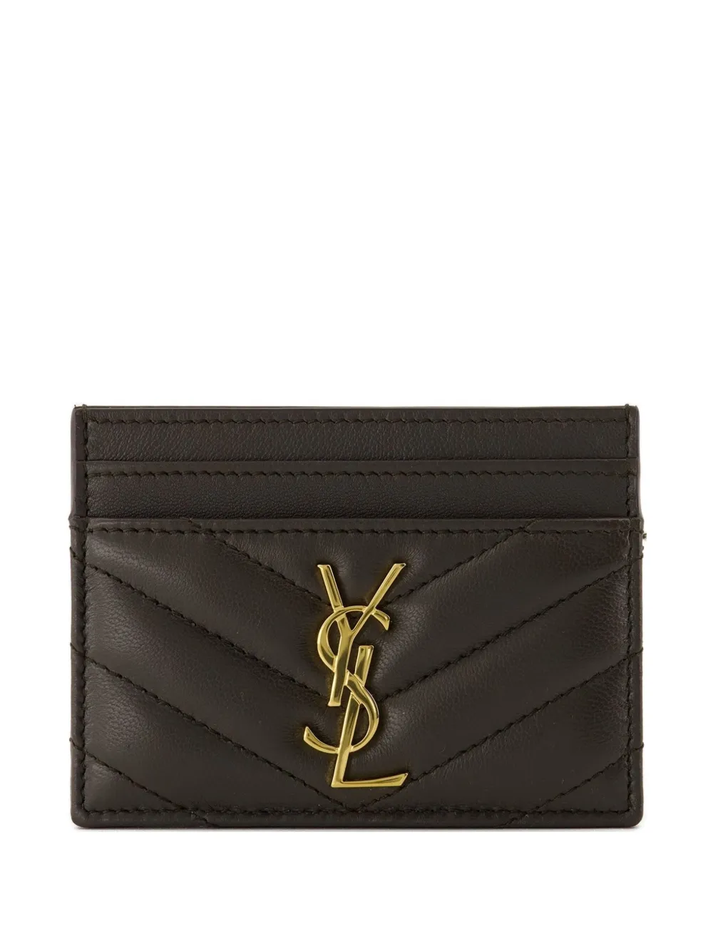 Saint Laurent Cassandre Matelassé Leather Cardholder In Brown