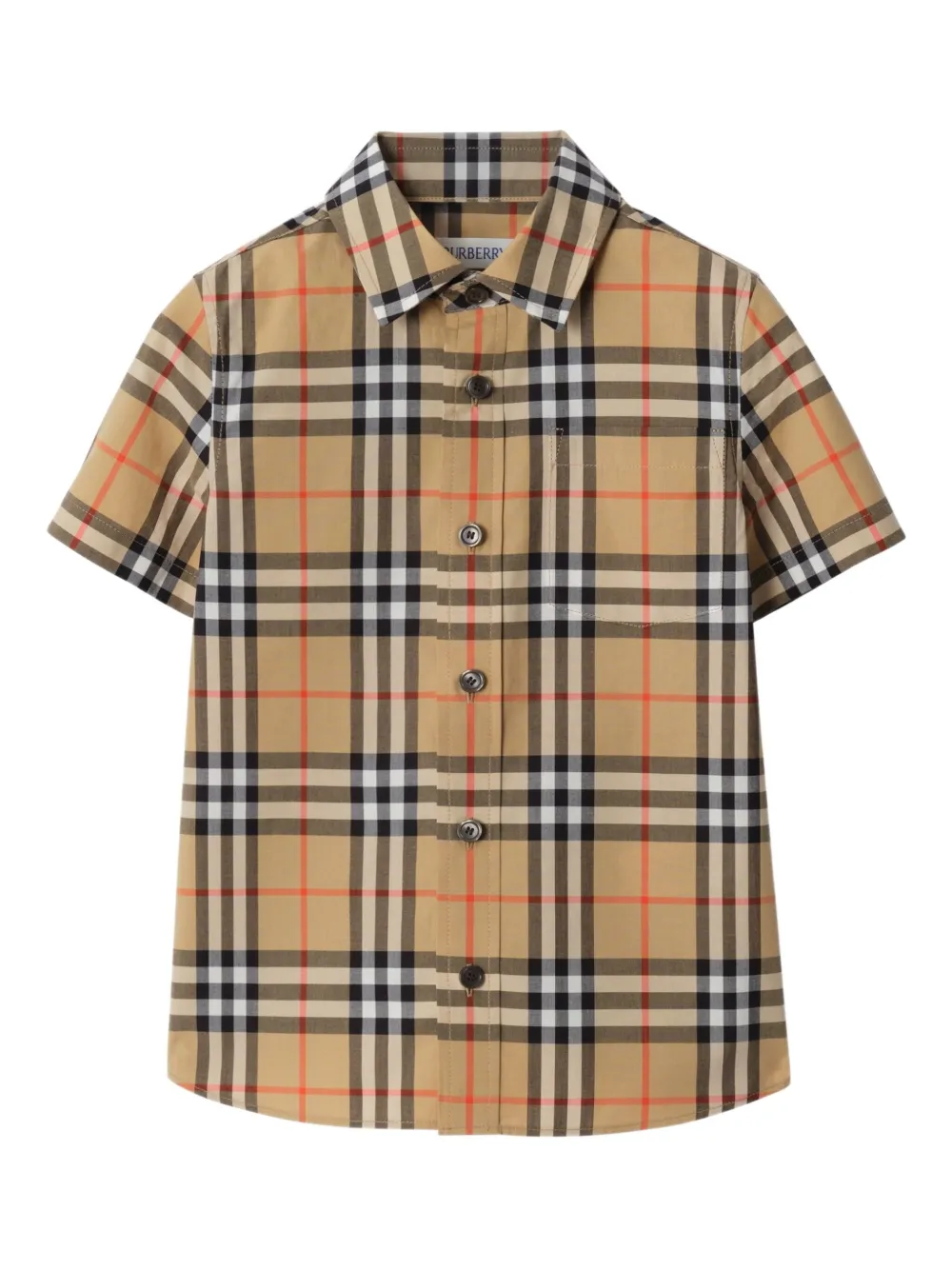 Burberry Check Poplin Shirt Kids In Brown
